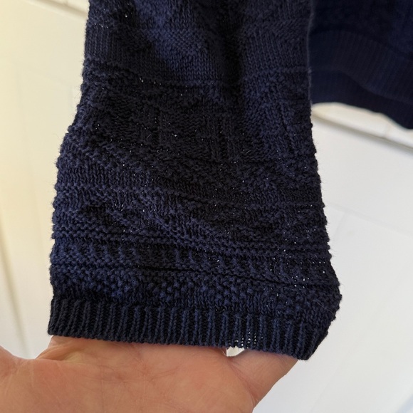 RL Navy Polo Crewneck Cable Sweater Cotton/Linen Size MED - Picture 7 of 11